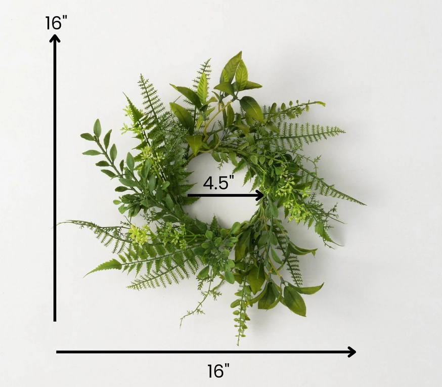 4.5" Mixed Greenery Fern Candle Ring