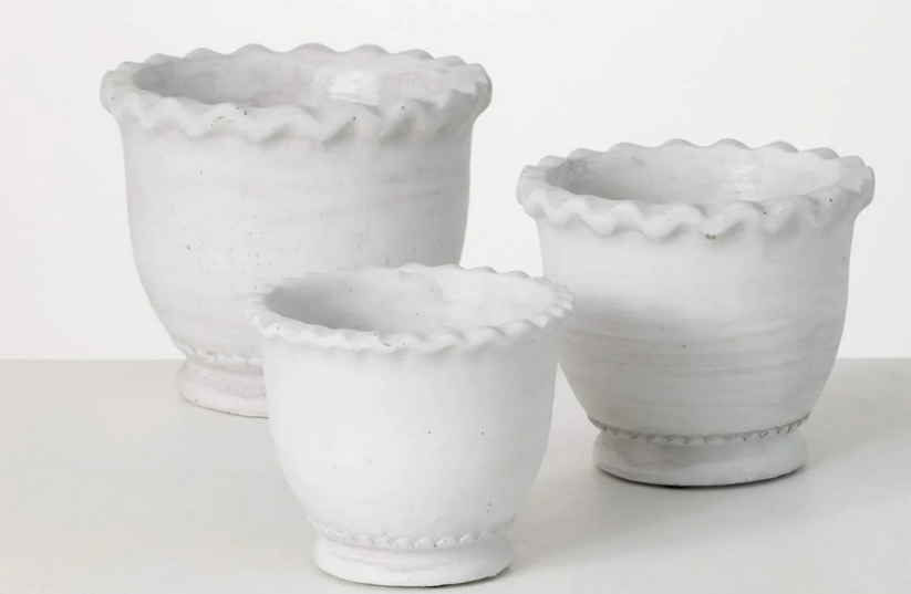 Scalloped Edge Cement Pot