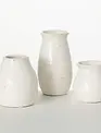 Set of 3 Cream Crackle Vases