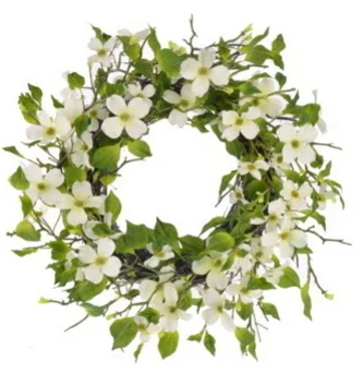 24" White Dogwood Wreath