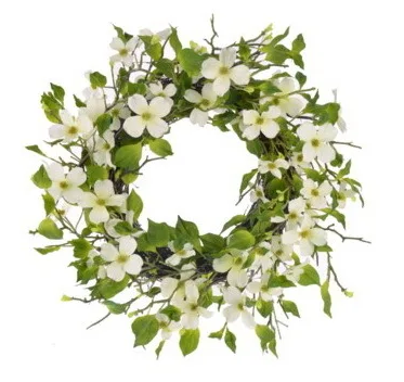 24" White Dogwood Wreath