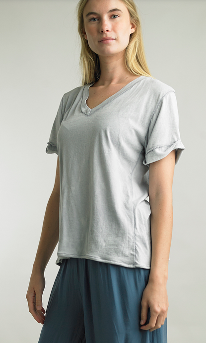 Tempo Paris V-Neck Roll Sleeve Tee By: Tempo Paris (4-Color)