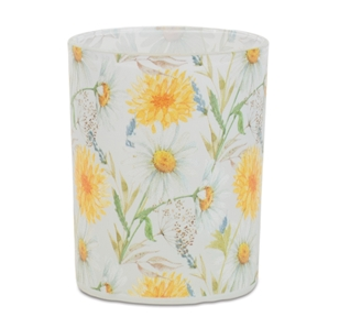 Glass Daisy Candle Holder