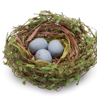 Twig Bird Nest w/ Blue Eggs