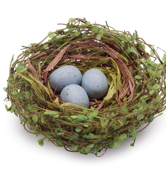 Twig Bird Nest w/ Blue Eggs