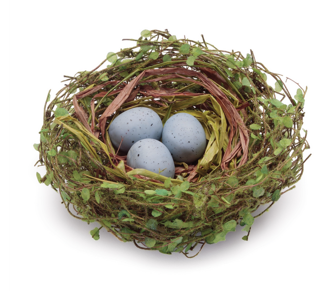 Twig Bird Nest w/ Blue Eggs