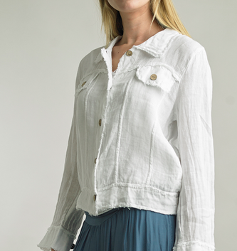 Tempo Paris Frayed Edge Linen Jacket By: Tempo Paris (3-Colors)
