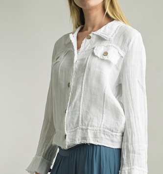 Tempo Paris Frayed Edge Linen Jacket By: Tempo Paris (3-Colors)