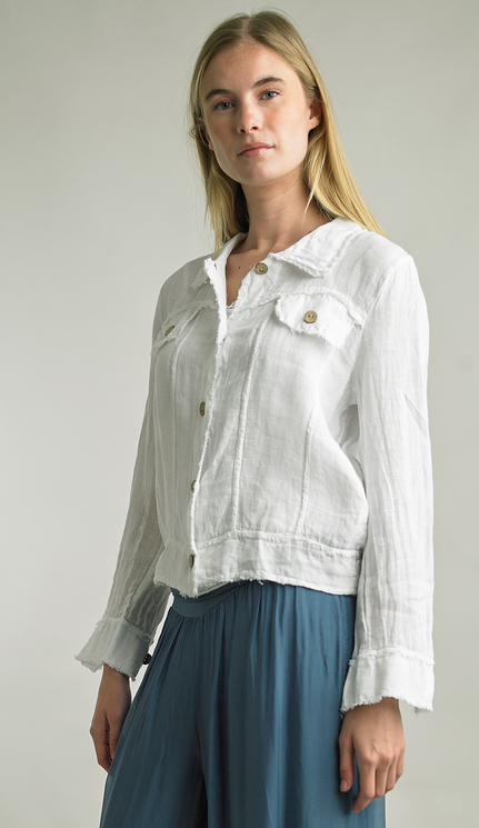 Tempo Paris Frayed Edge Linen Jacket By: Tempo Paris (3-Colors)