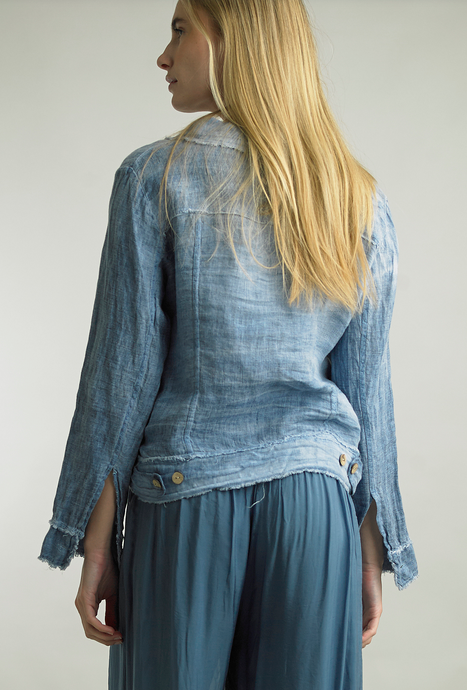 Tempo Paris Frayed Edge Linen Jacket By: Tempo Paris (3-Colors)