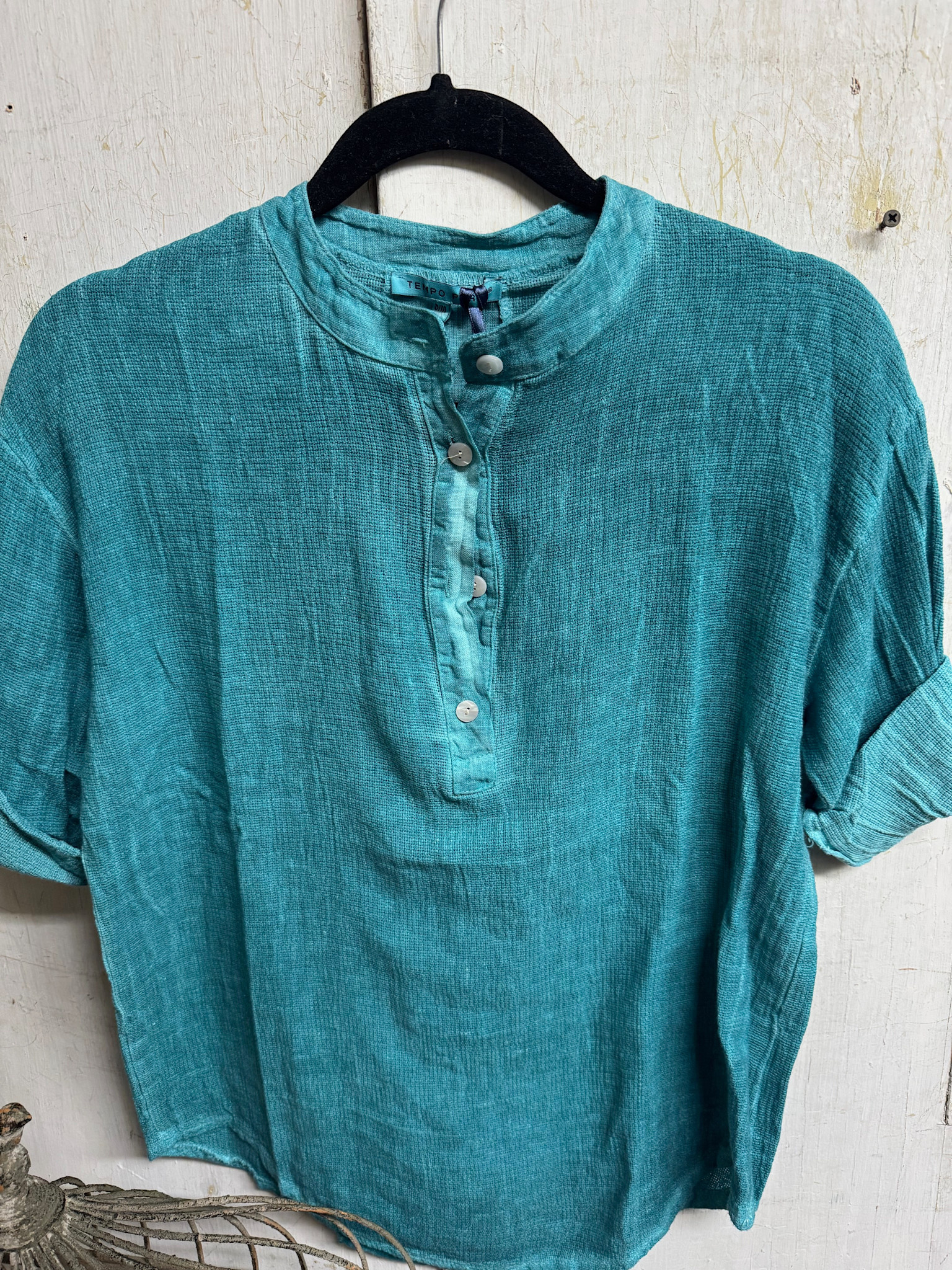 Tempo Paris Roll Sleeve Linen Top : By Tempo Paris (3-Colors)