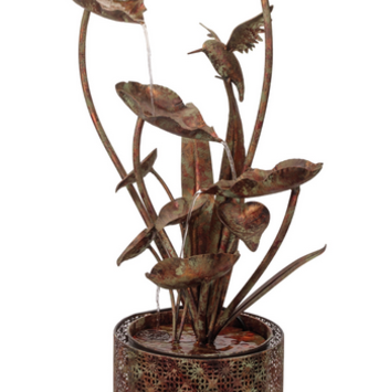 Large Verdigris Hummingbird Fountain