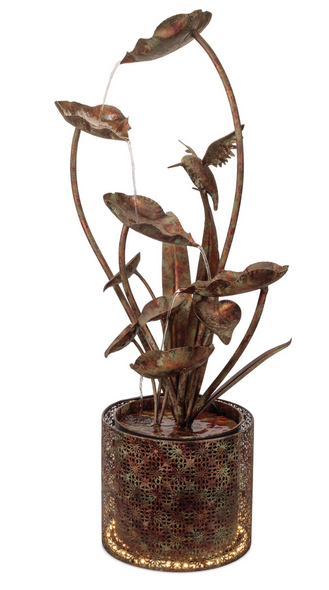 Large Verdigris Hummingbird Fountain