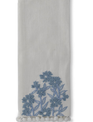 White & Blue Linen Floral Towel