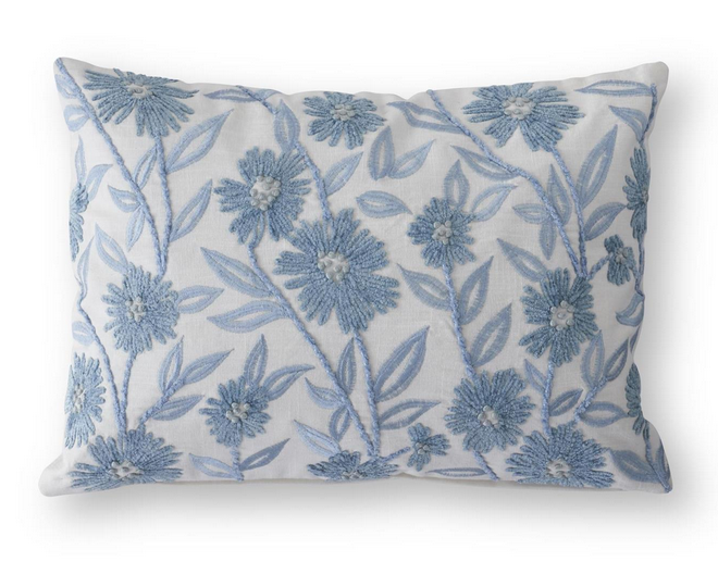 White & Blue Linen Pillow (2-Styles)