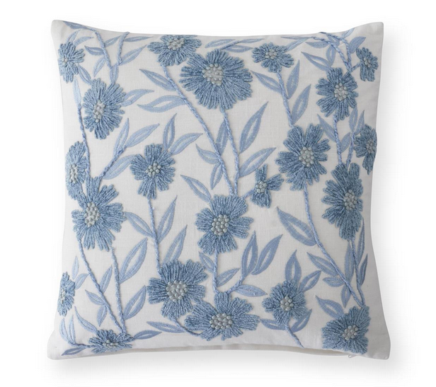 White & Blue Linen Pillow (2-Styles)