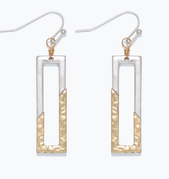 Two Tone Rectangles Earrings