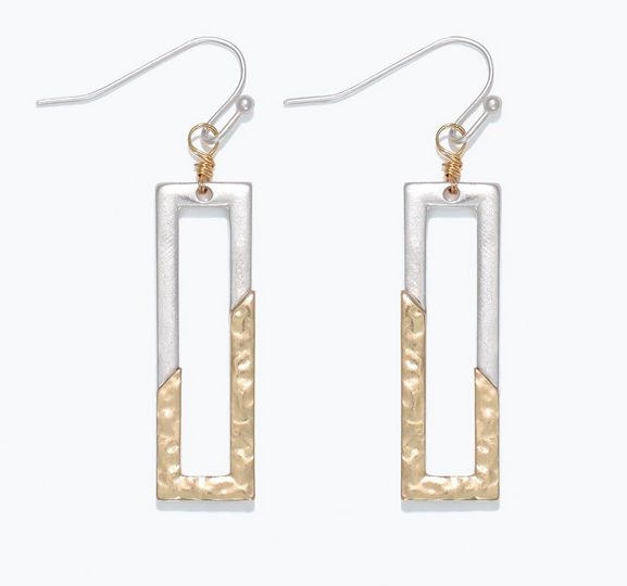 Two Tone Rectangles Earrings