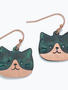 Patina & Copper Cat Face Earrings