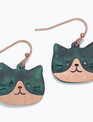 Patina & Copper Cat Face Earrings