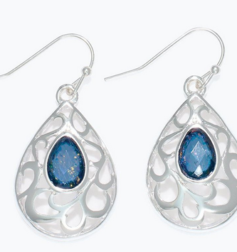 Silver With Blue Crystal Earrings