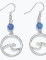 Open Silver Wave With Bead Earrings