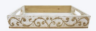 Whitewashed Carved Tray