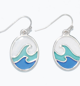 Shades of Blue Green Wave Earrings