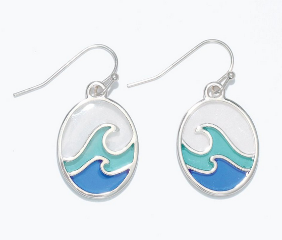 Shades of Blue Green Wave Earrings