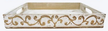 Whitewashed Carved Tray