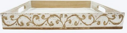 Whitewashed Carved Tray