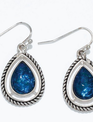 Silver Rope With Blue Inlay Earrings