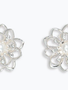 Silver Flowers With Pearl Earrings