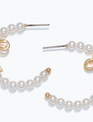 Pearl Hoops With Gold Ribbon Earrings