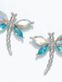 Clear Aqua Dragonfly Earrings