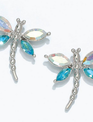 Clear Aqua Dragonfly Earrings