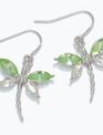 Silver With Green & Clear Dragonfly Earrings