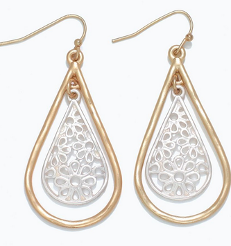 Matte Two Tone Floral Earrings