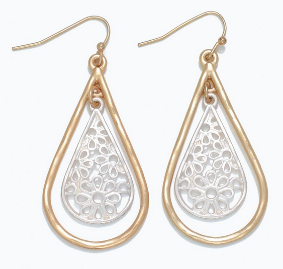 Matte Two Tone Floral Earrings