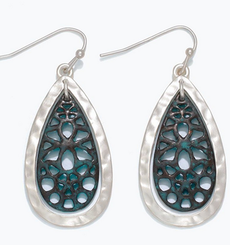 Patina With Hammered Silver Earrings