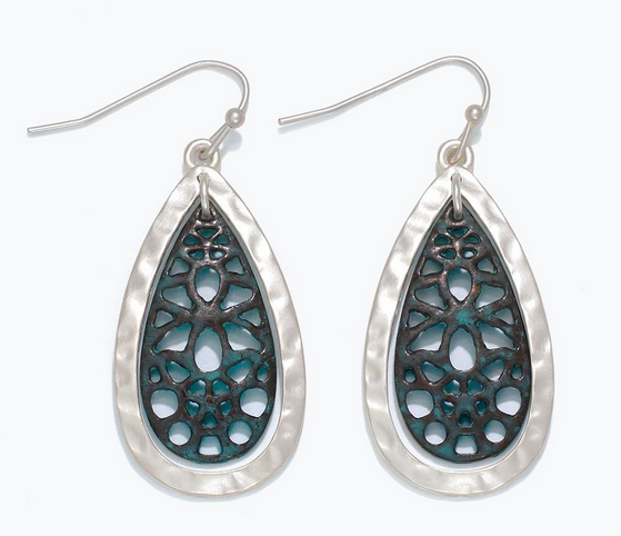 Patina With Hammered Silver Earrings