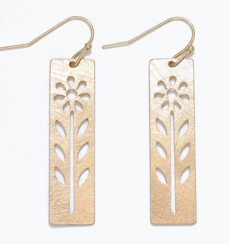 Brush Gold Floral Cutout Earrings
