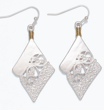 Matte Silver Scroll Cutout Earrings