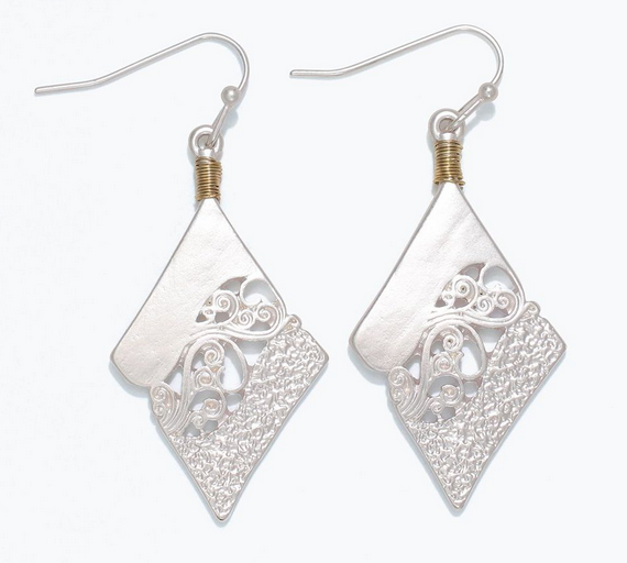 Matte Silver Scroll Cutout Earrings