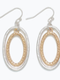Two Tone Textured Oval Earrings