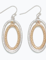 Two Tone Textured Oval Earrings