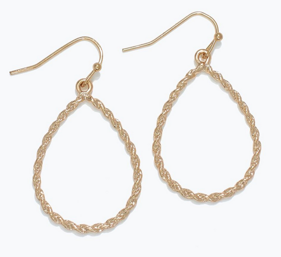 Twisted Gold Teardrop Earrings