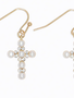 Pearl & Crystal Cross Earrings