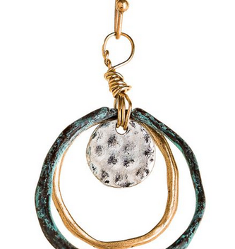 Patina Two Tone Disc Center Circles Earrings