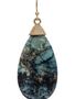 Gold Blue Agate Teardrop Earrings
